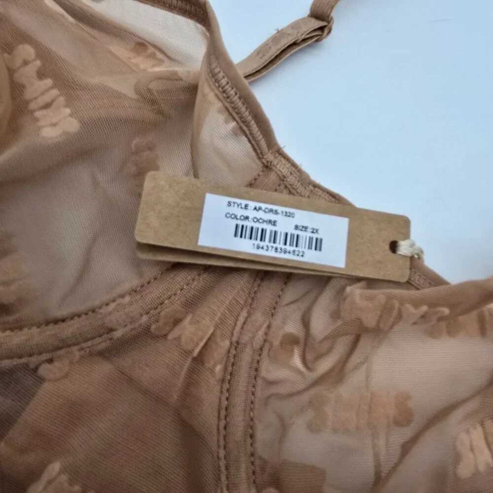 SKIMS After Hours Logo Mesh Slip Dress 2X